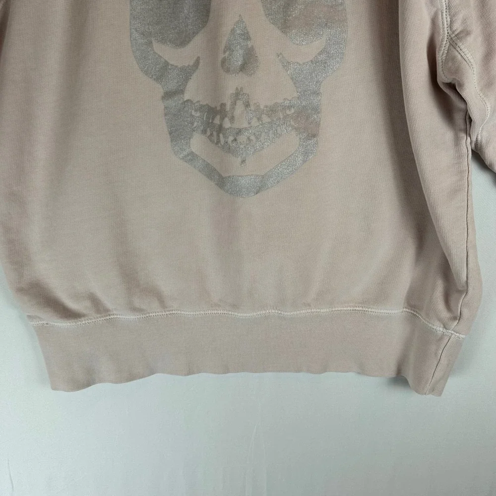 Zadig & Voltaire Womens Pink Skull Graphic Raglan Sweatshirt Silver Metallic M - Picture 7 of 9